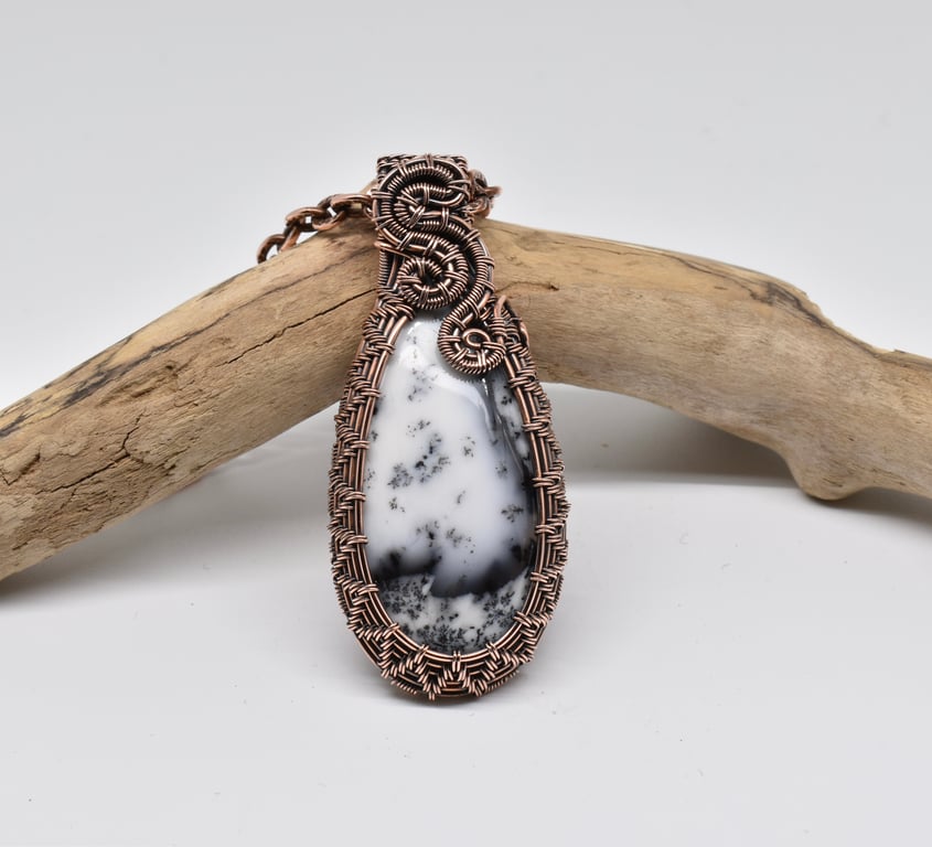 Merlinite and Copper Wire Woven One of a Kind Pendant