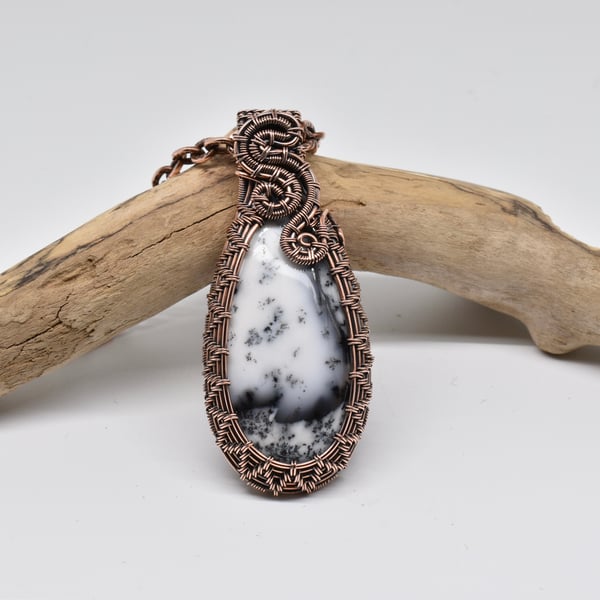 Merlinite and Copper Wire Woven One of a Kind Pendant