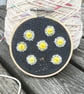 Upcycled Denim Hoop. Embroidered Hoop. Hand Stitched Hoop. Daisy. Daisies. - Image 1