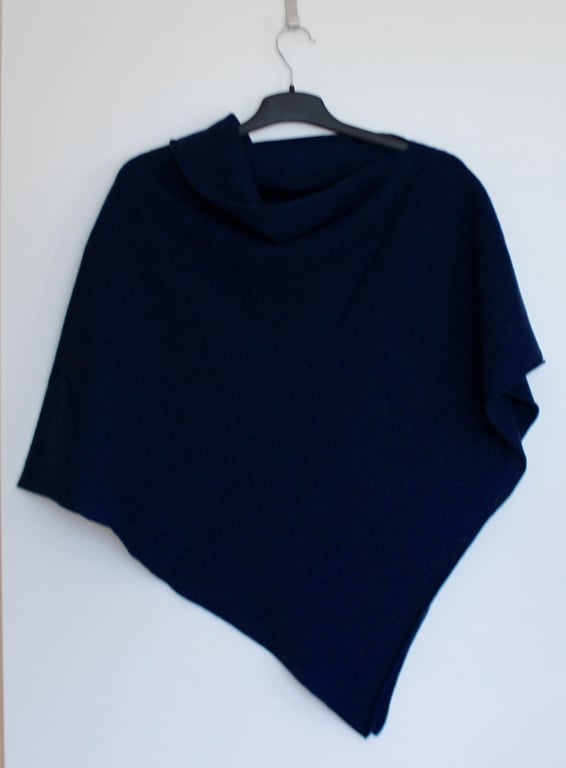 Poncho wrap merino lambswool indigo blue 