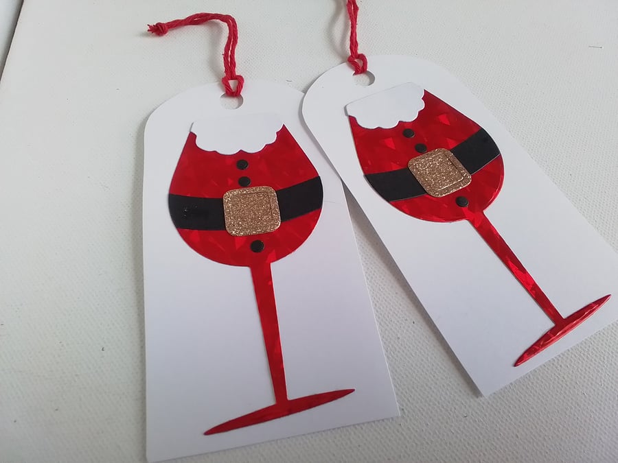 Christmas gift tags. Wine glass gift tags. Ref 187