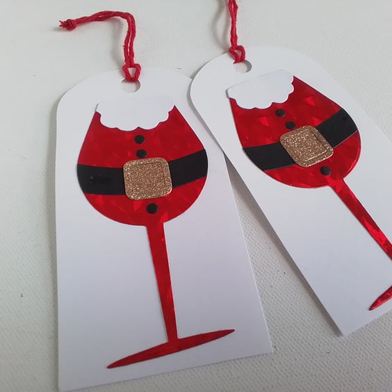 Christmas gift tags. Wine glass gift tags. Ref 187. 