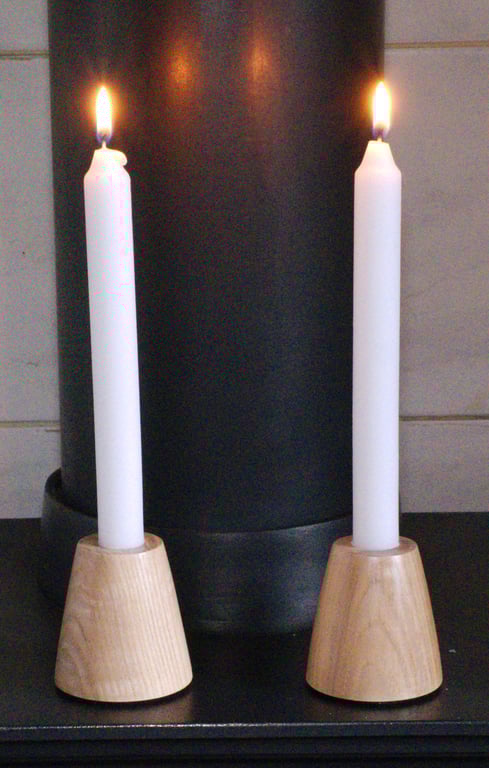 Ash wooden candle holder