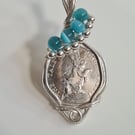 Beatrix Potter The Tales Of Peter Rabbit 50p Coin & 925 Silver Pendant Necklace 