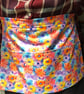 Yellow floral tie waist apron with three pockets, Half Apron - Image 1