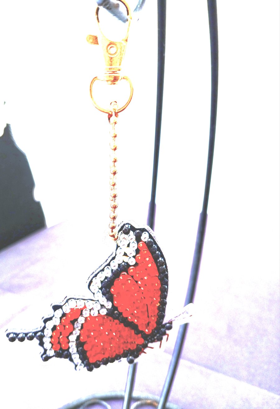 Double sided diamante Butterfly keychains