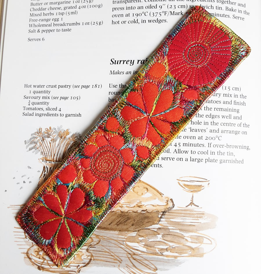 Textile Bookmark Free Machine Embroidery 