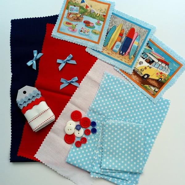 Beach Theme Fabric and Embellishment Pack