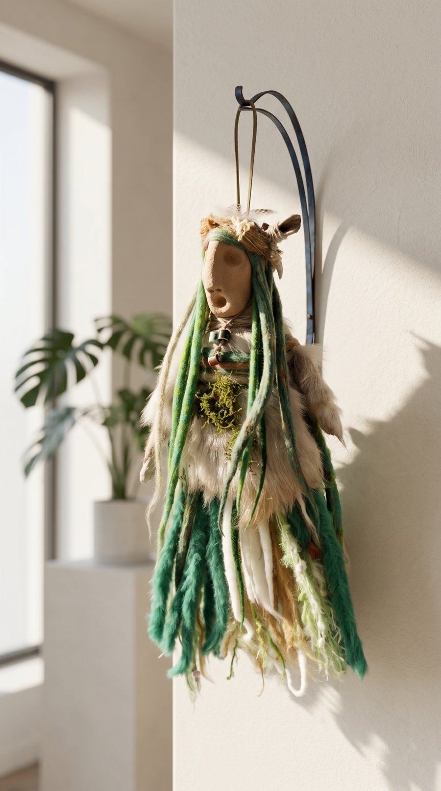 Green Forest Spirit Doll – Handmade Textile Art Doll – Moss Inspired Guardian 