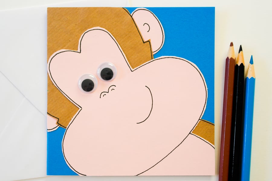 Cheeky Monkey Handmade Greeting Card