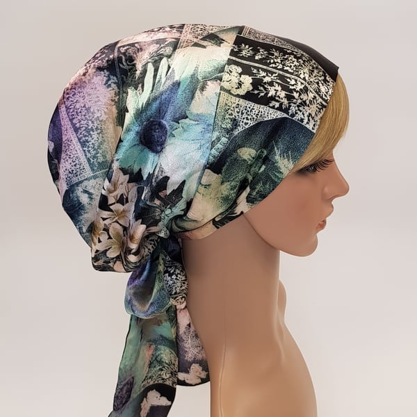 Satin bonnet for ladies, messy hair head wear, satin lined head scarf, tichel