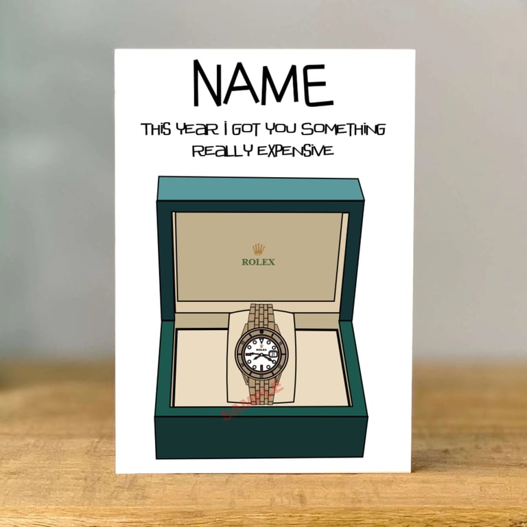 Personalised Designer Watch Birthday Card, dad, mum, sister, brother, son, 