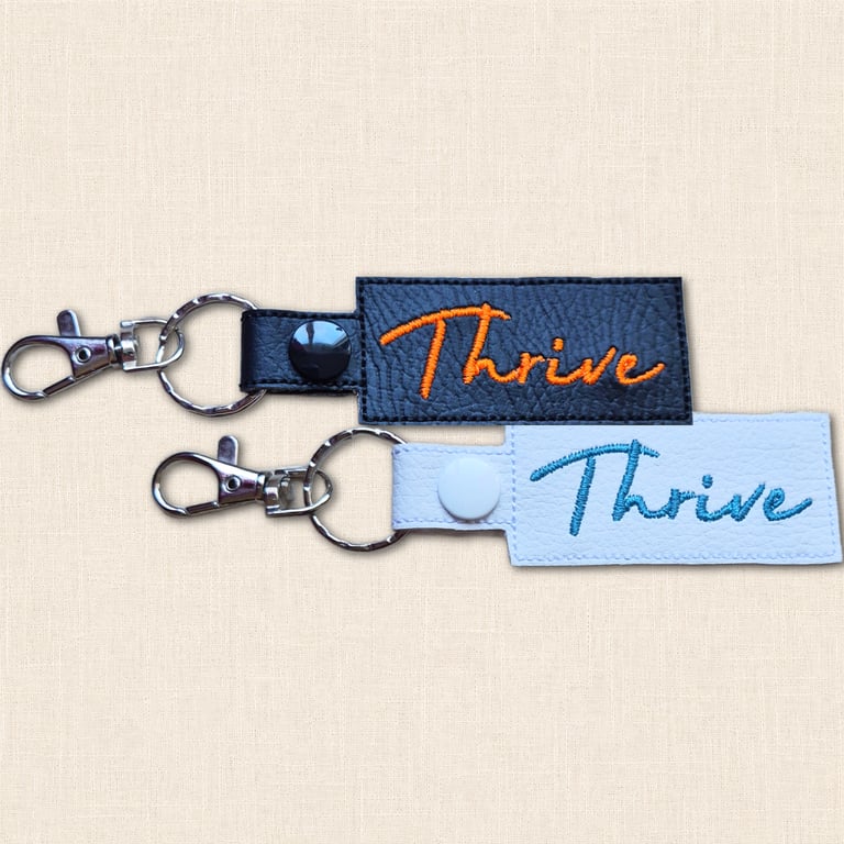 Thrive Keyring - Embroidered Positive Word Bag Charm