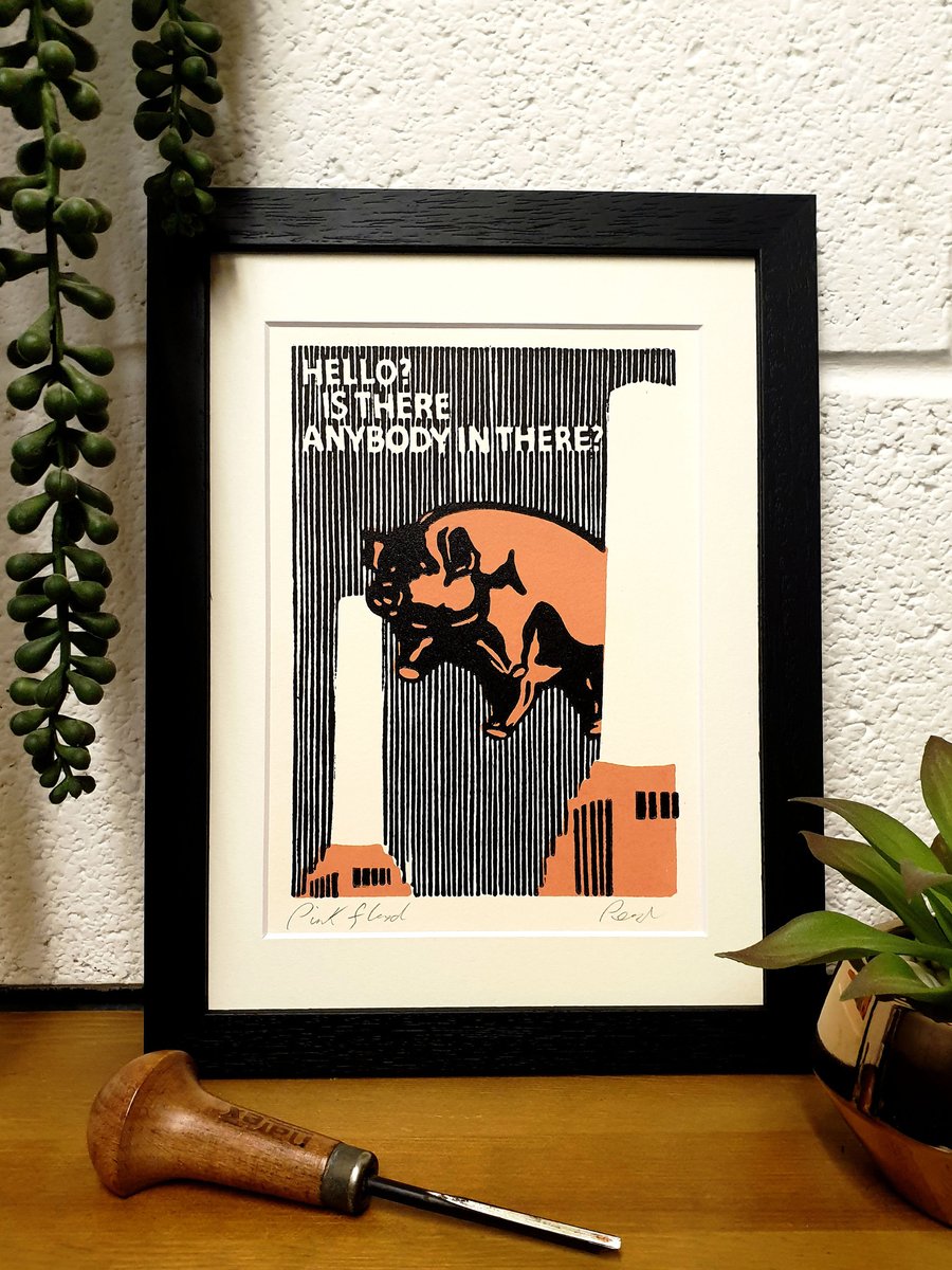 Pink Floyd- Battersea Power Station Lino Print