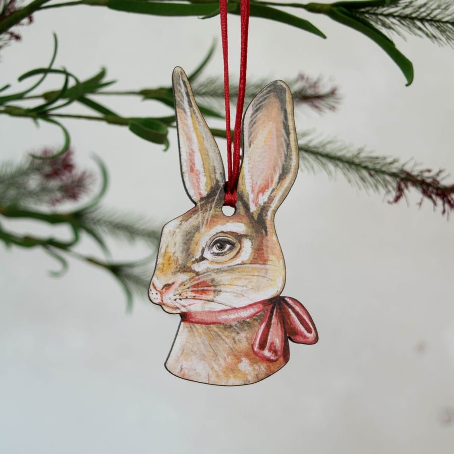 Rabbit wooden hanging decoration