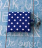 Keychain pouch mini for ear buds or keys blue and white polka  - Image 3