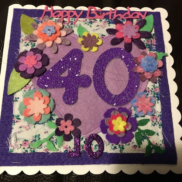 40th birthday card - flowers