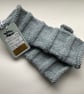 FINGERLESS MITTS , wristwarmers .'Tamar Valley'  Alpaca,wool. Blue-grey.. - Image 3
