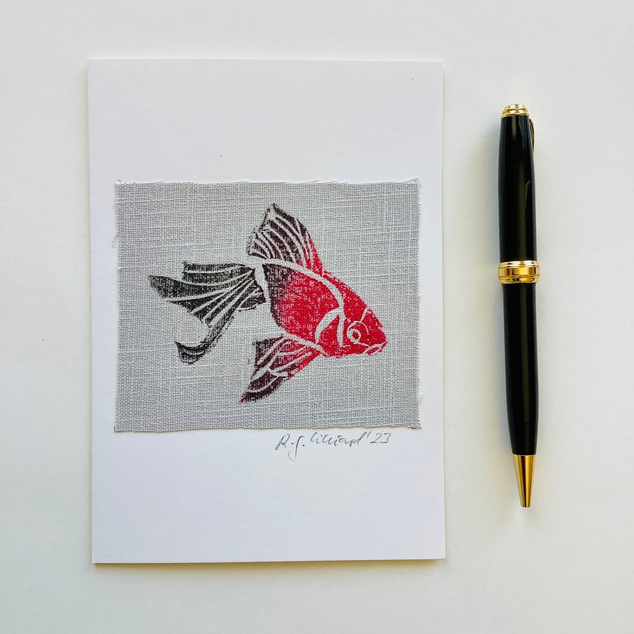 Red and black Koi Fish blank greeting card