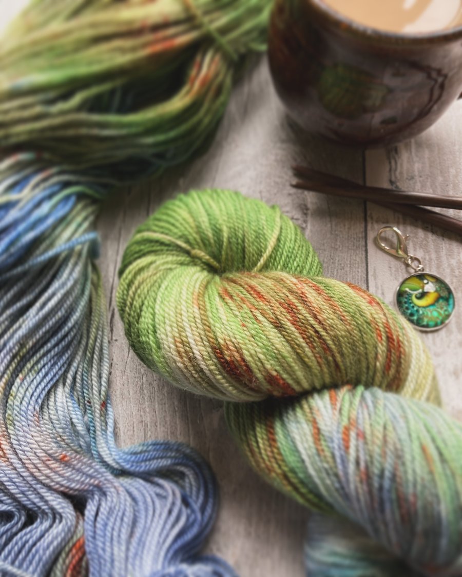 Hand dyed knitting yarn 4 ply MCN 100g Fern Creek