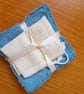 5 bamboo & cotton cleansing  pads in shades of aqua with cotton mesh washing bag - Image 3