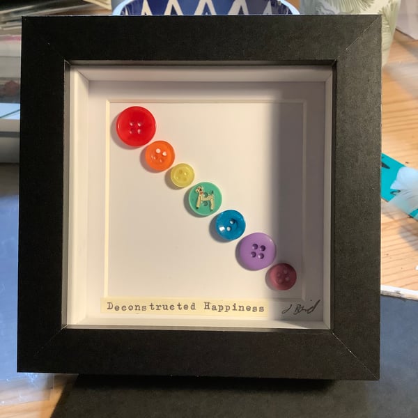 Original art. Button picture. Deconstructed Happiness. Rainbow. 