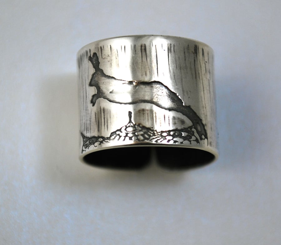 Sterling silver Running Hare Ring