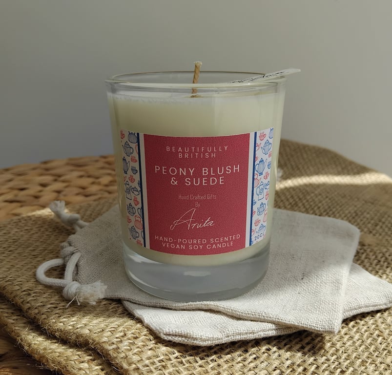 Peony Blush & Suede vegan soy wax candle