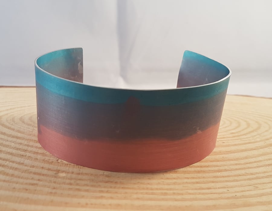 Anodised Aluminium Red and Blue Dipped Bangle AABA041803