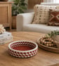 Handmade Coiled Macramé Basket - Rust & Off White Decorative Basket - Image 8