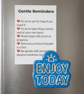 Blue Enjoy Today handmade fridge magnet with A7 Gentle Reminders card