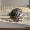 Sterling Silver Lion Head Livery Button Ring - Recycled Silver - Mudlarking Ring