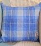 Harris Tweed Scatter Cushion with Pad, Blue Check 48cm