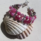 Pink & Watermelon Tourmaline Gemstone Crystal Beaded Bracelet