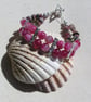 Pink & Watermelon Tourmaline Gemstone Crystal Beaded Bracelet - Image 1