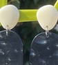 RESIN DECO EARRINGS mint green black cream statement acrylic - Image 4