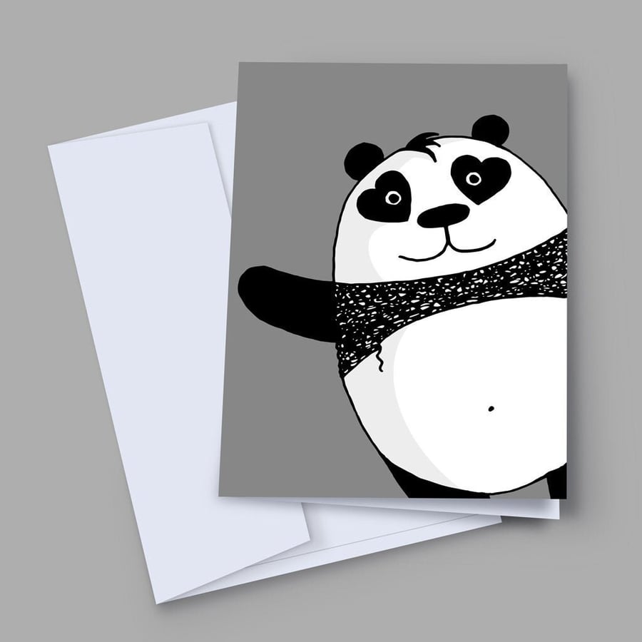 Cute Panda Card, Photobombed Panda Card, Funny Panda Birthday Card, Panda Party 