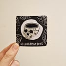 Mindless Skull Lino Printed Pin Badge