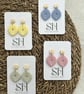 Pastel Boho Polymer Clay Earrings with Ash Wood Studs