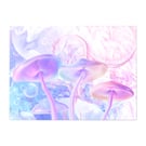 Pink Iridescent Mushrooms on Dreamy Pink & Blue Swirls Glass Chopping Board