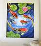 Fishes and Lilies. Original Painting of Koi fish in a pond - Image 2