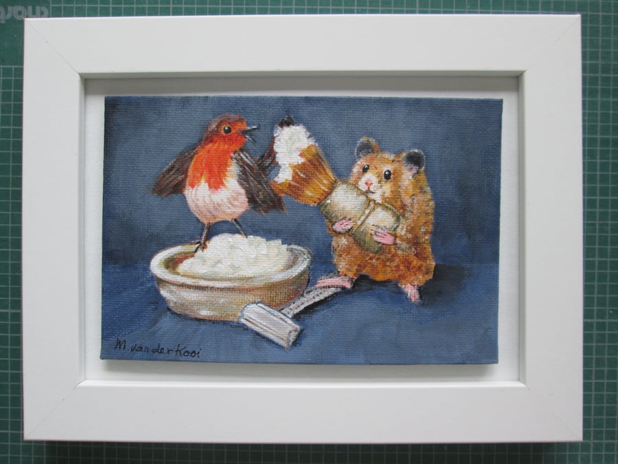 Fathers day. Shaving fun. Original acrylic painting