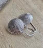 Sterling silver disc earrings, Leaf texture pattern - Image 3