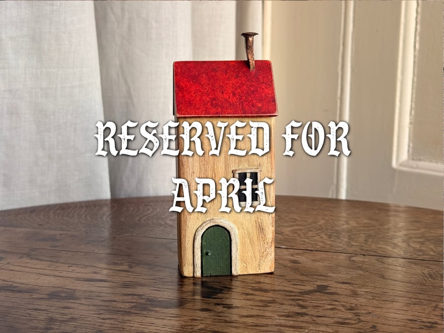 RESERVED FOR APRIL Little Wooden House with a Red Roof