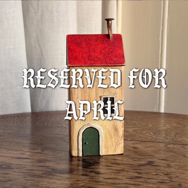 RESERVED FOR APRIL Little Wooden House with a Red Roof