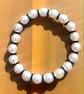 Handmade Pearl-Look Beaded Bracelet with Black and Silver-Tone Accents