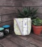 Upcycled Coffee Sack - Mini Shoulder Bag - Green and white pattern