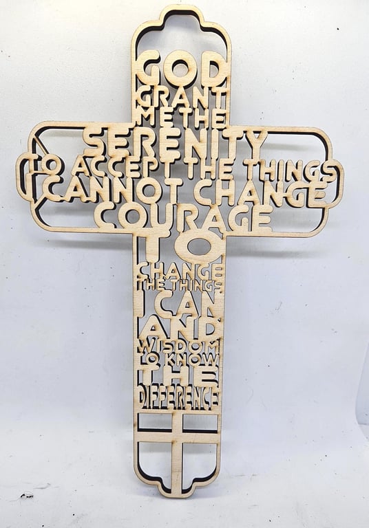 Serenity Prayer Wooden Cross Christianity - Inspirational Birch Decor