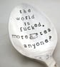The world is f--ked, hand stamped vintage floral tea spoon - Image 2