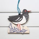 Oystercatcher Wooden Hanging Decoration